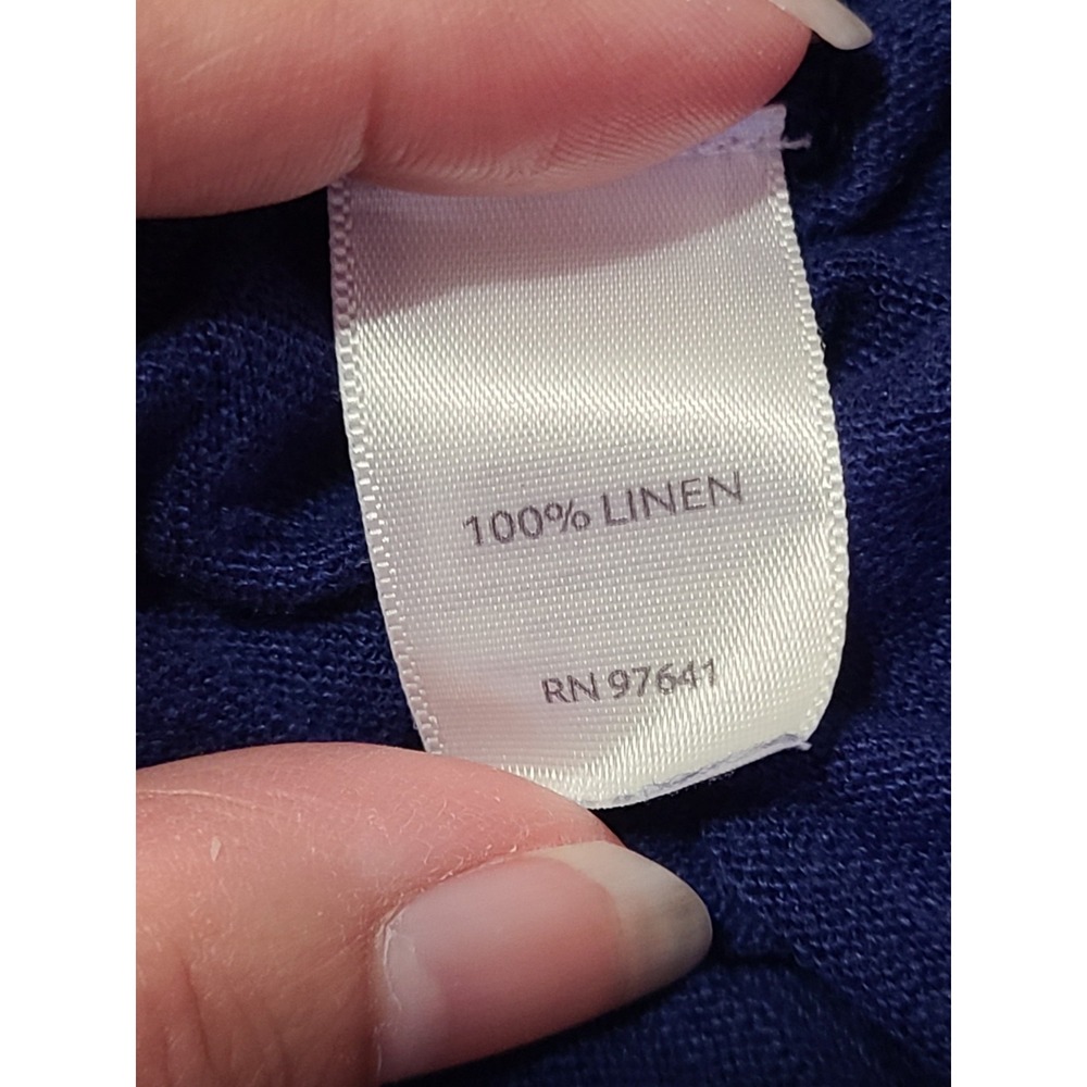 J.Jill Love Linen Short Sleeve Top Women's Sz XS Blue Scoop Neck Basic Tee - Picture 4 of 7